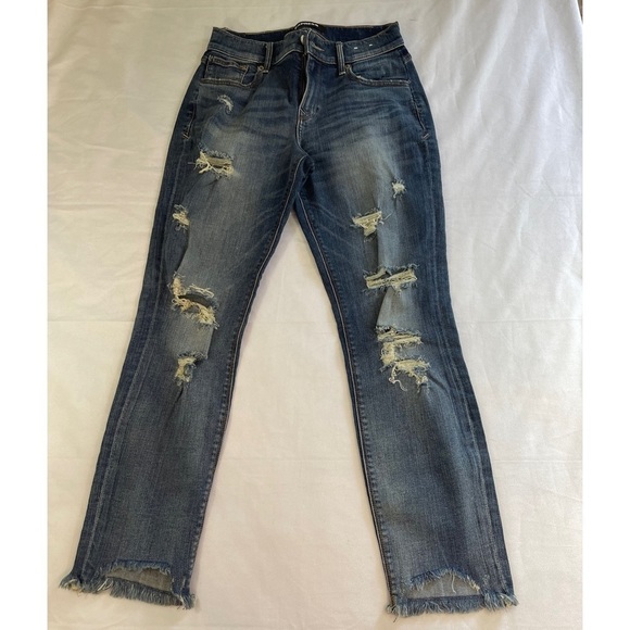 Express Skinny Ankle Mid - Rise Distressed Jeans Size: 6R - Picture 1 of 9